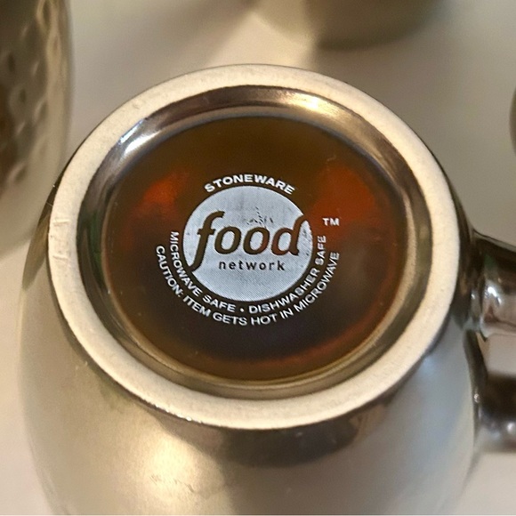 4 Food Network “Angelica” bronze, metallic mug with light blue inside. 4” - Picture 6 of 15